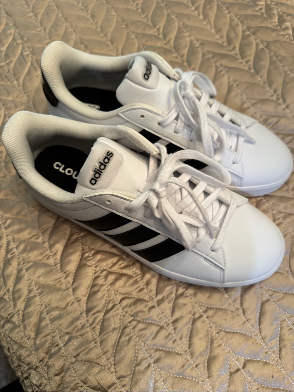 adidas White Sneakers with Black Three-Stripes